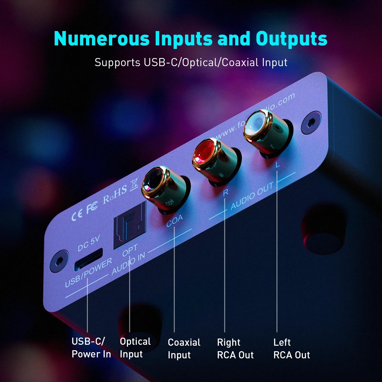 Fosi Audio K5 PRO USB Gaming DAC With Microphone Headphone Amplifier Mini Audio DAC for PS5 Desktop Powered Active Speakers. 