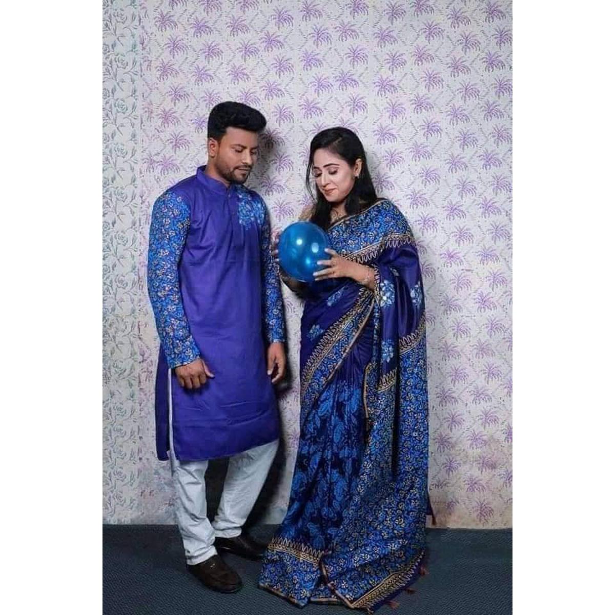 Couple dress 2024 saree and panjabi