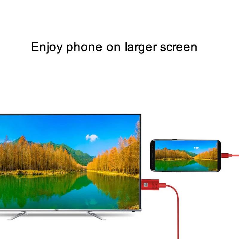 4K Type C Phone Screen Share Display Adapter Video Cable for MacBook Laptop PC Samsung Note 20 10 S20 S10 S9 S8 To TV Projector. 