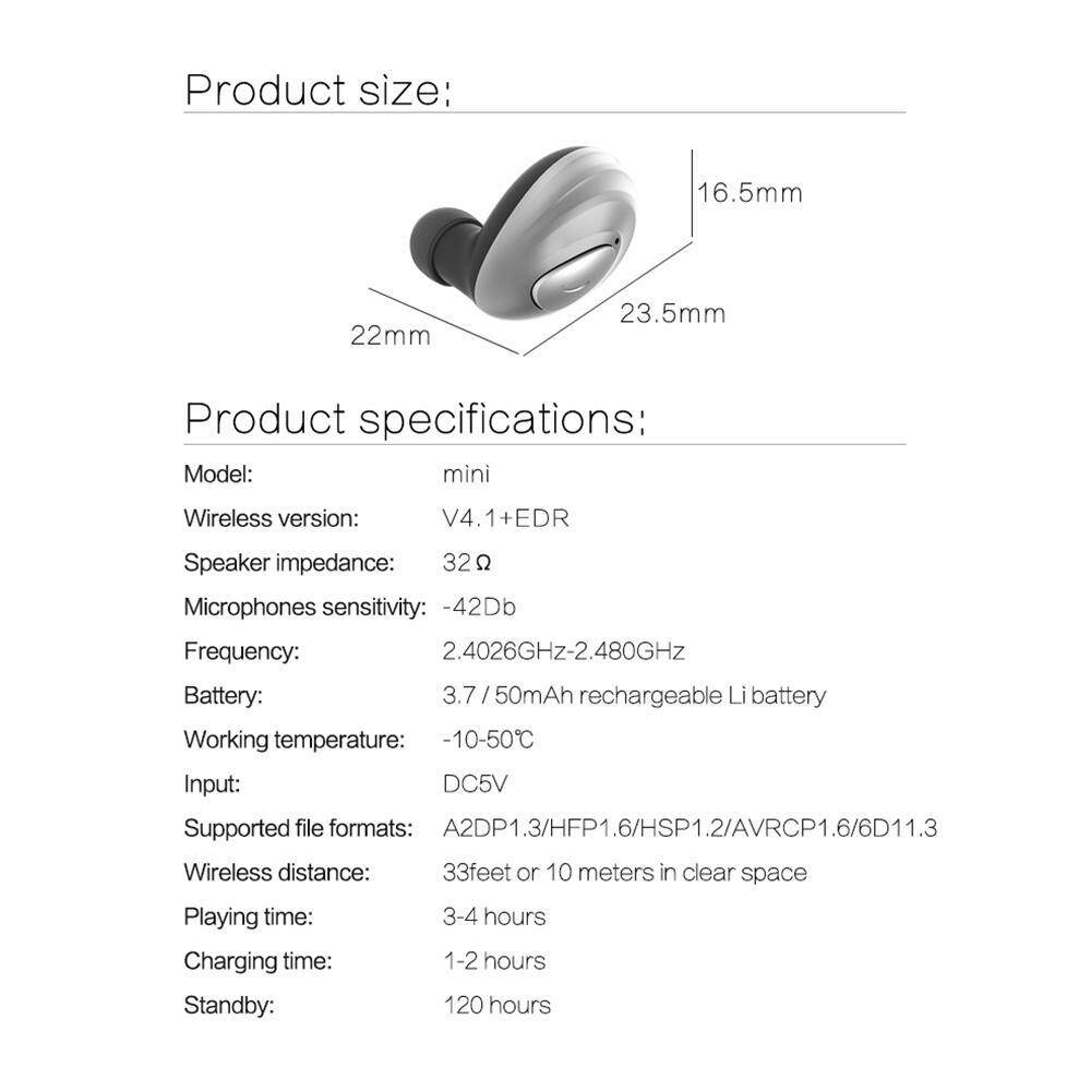 1pcs K1 Mini Invisible Earphone Quality Wireless Head Phone Bluetooth 4.1 Earbud Noise Canceling Headset. 
