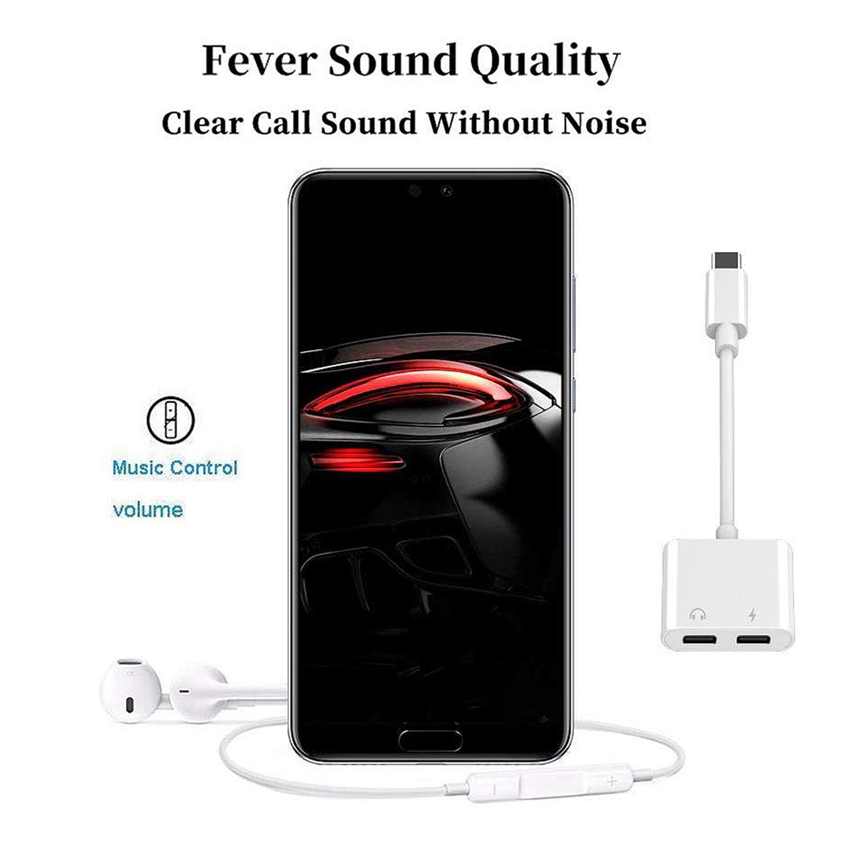 2X 2 in 1 Dual Type C Headphone Adapter USBC Splitter Jack AUX Audio Charging Converter for. 