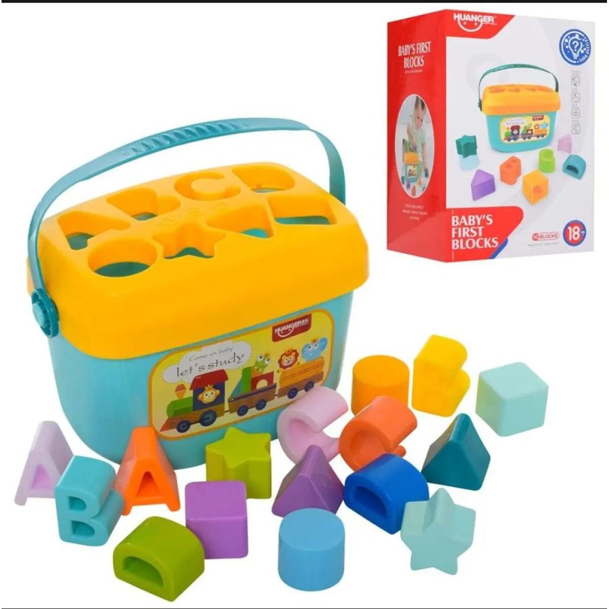 Huanger Baby First Blocks Color & Shape Toy For Children Educational Sorting Box Happy Gif. 