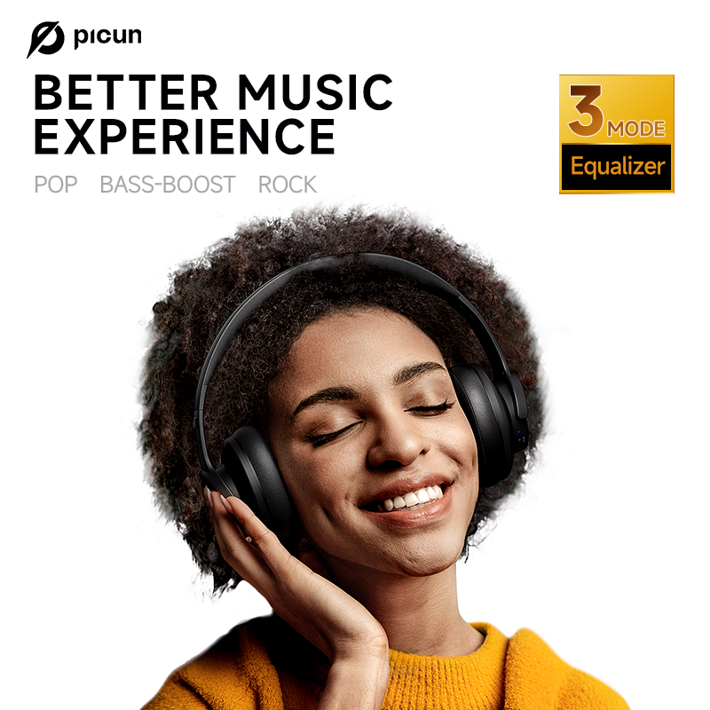 Picun B8 Bluetooth Headphones, 120 Hours Headset Wireless, 3EQ Game Mode, Hands-Free Calls, Travel Home Office Cellphone PC. 