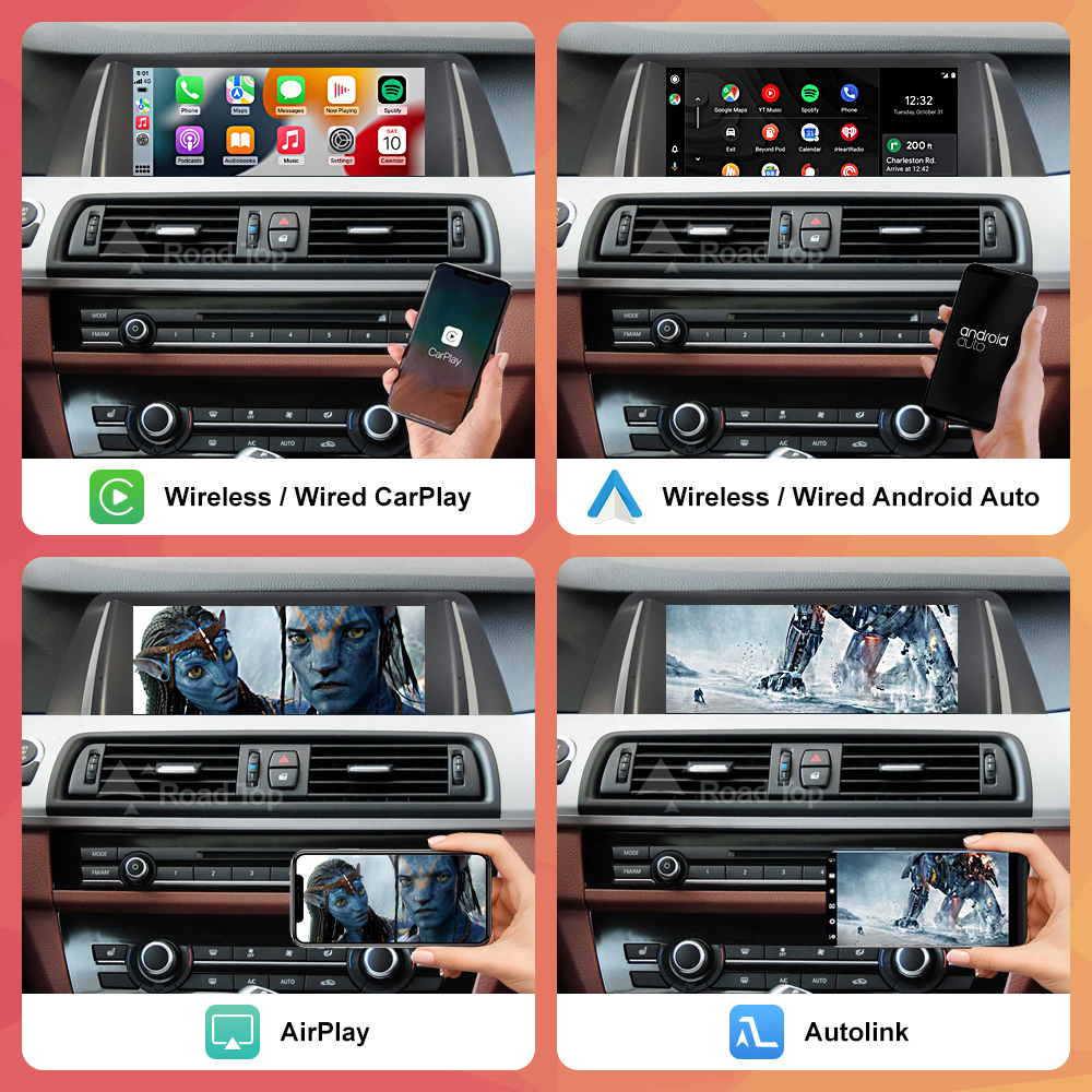 Wireless CarPlay Android Auto Car Radio Multimedia Player Linux Display Screen For BMW 5 Series F10 F11 2012-2017 CIC NBT. 