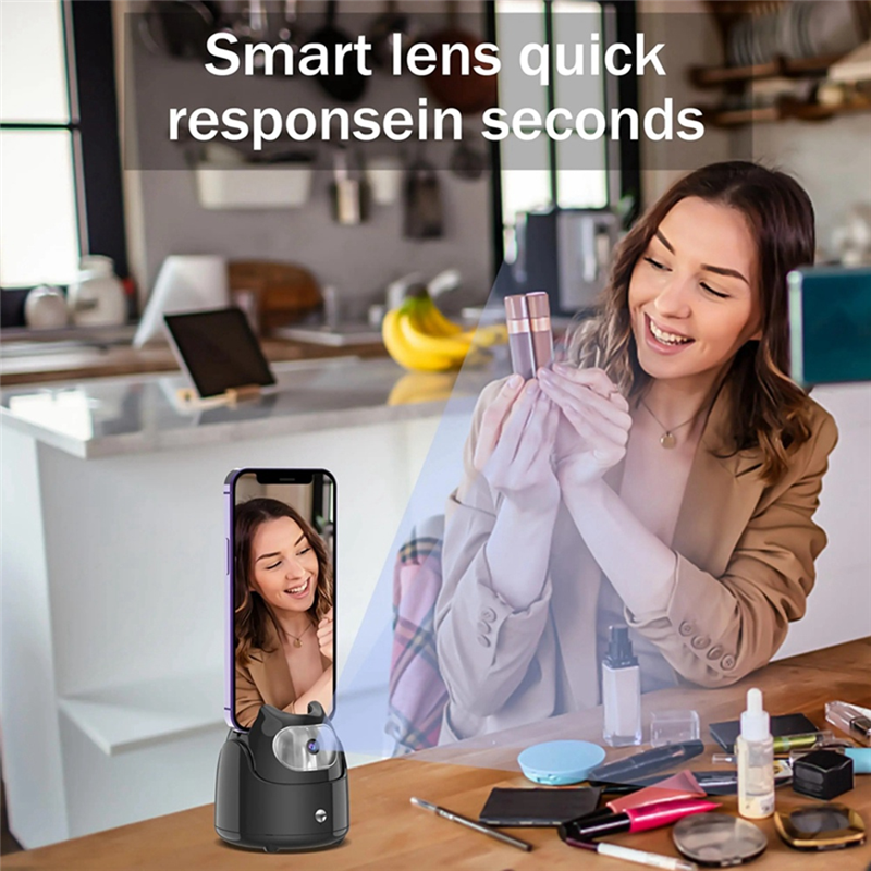 Automatic Face Tracking Gimbal Mobile Phone Holder 360° Rotation AI Face Recognition Phone Tripod for Vlog Video White. 