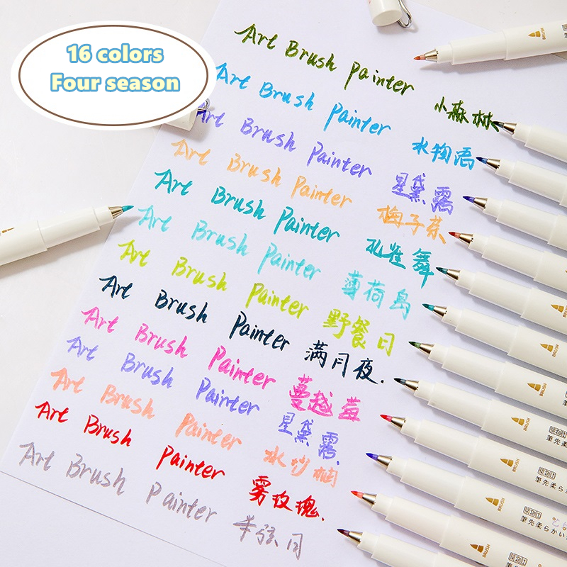 4pcs Soft Tip Art Brush Painter Pens Set Four Season Color Highlighter Marker Pen for Drawing Calligraphy Diary School A6278.