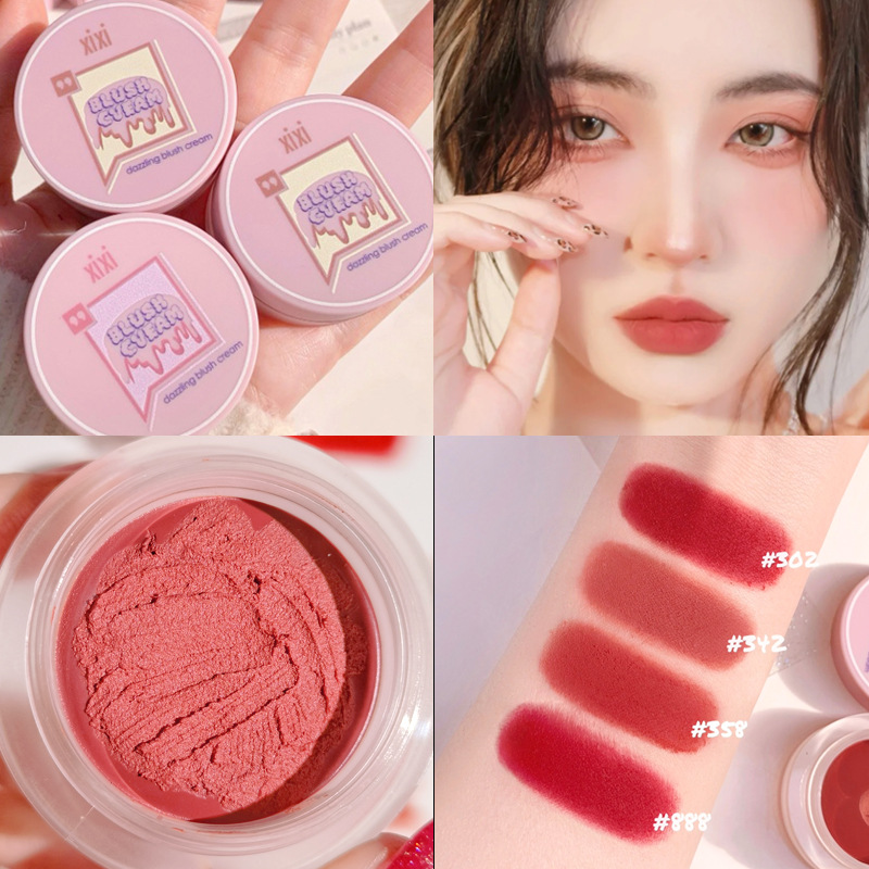 xixi cross-border matte soft waxy filling lip mud matte matte cloudy velvet lip cheek dual-purpose lip gloss is not easy to fade. 