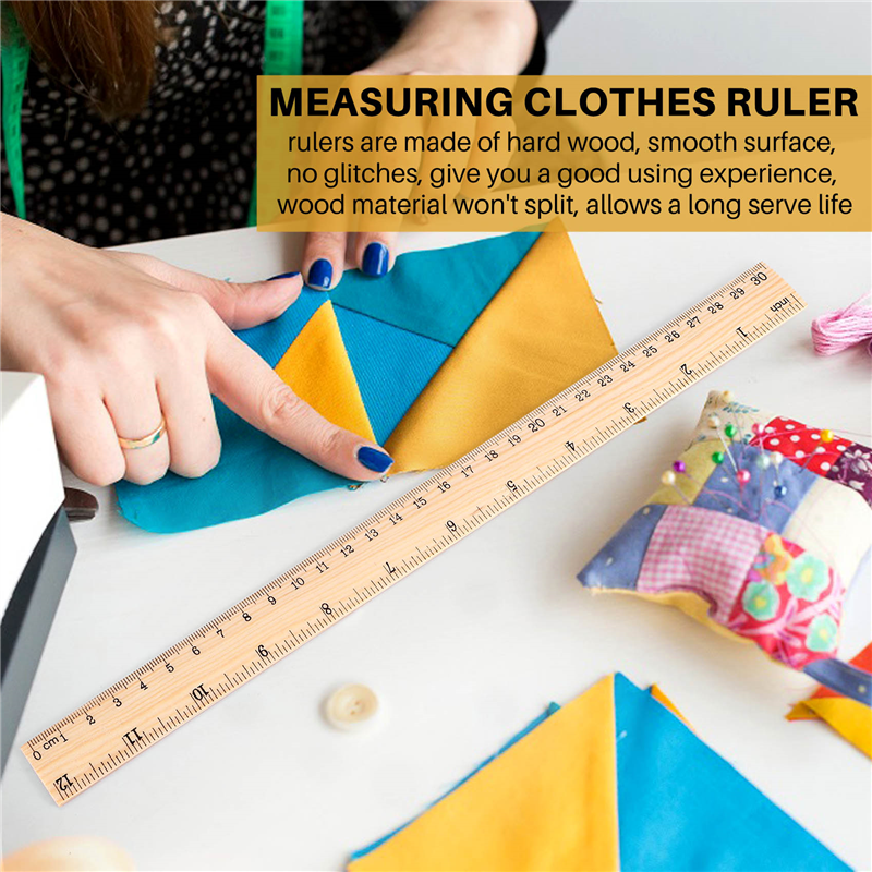 12 x Wood Ruler Measuring Ruler, 2 Scale (12 Inch and 30 cm). 