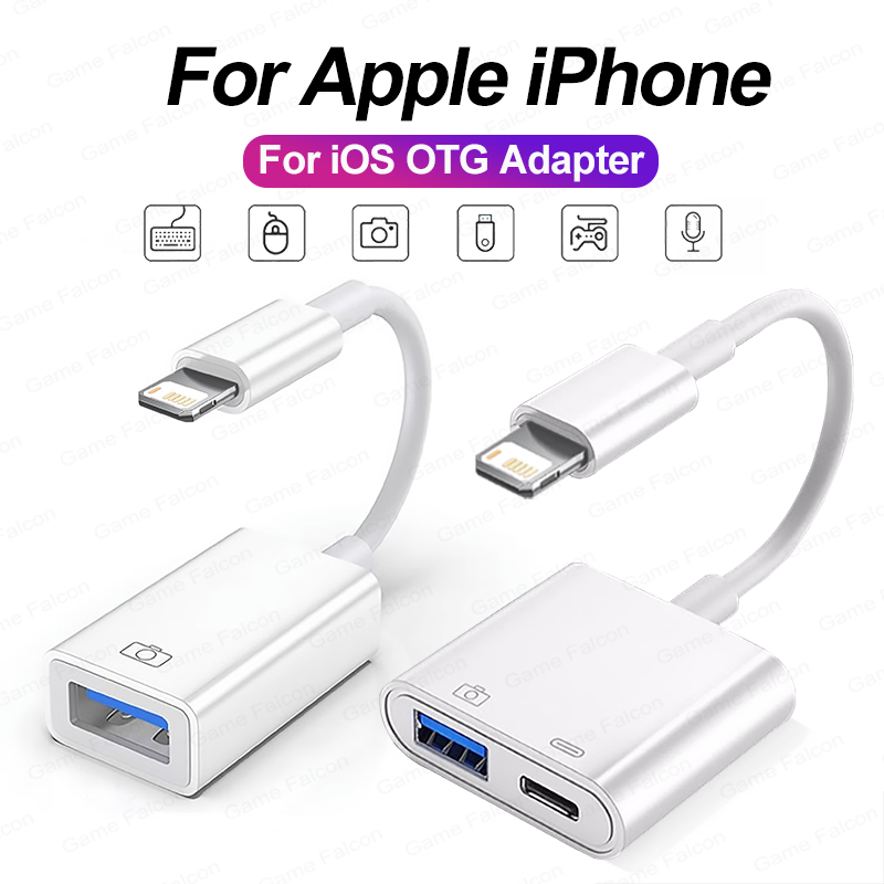 OTG Adapter L To USB 3.0 Fast Charging Cable For iPhone 14 Pro Max 13 12 11 X XS XR 8 Plus USB C Splitter Type C Data Convertor
