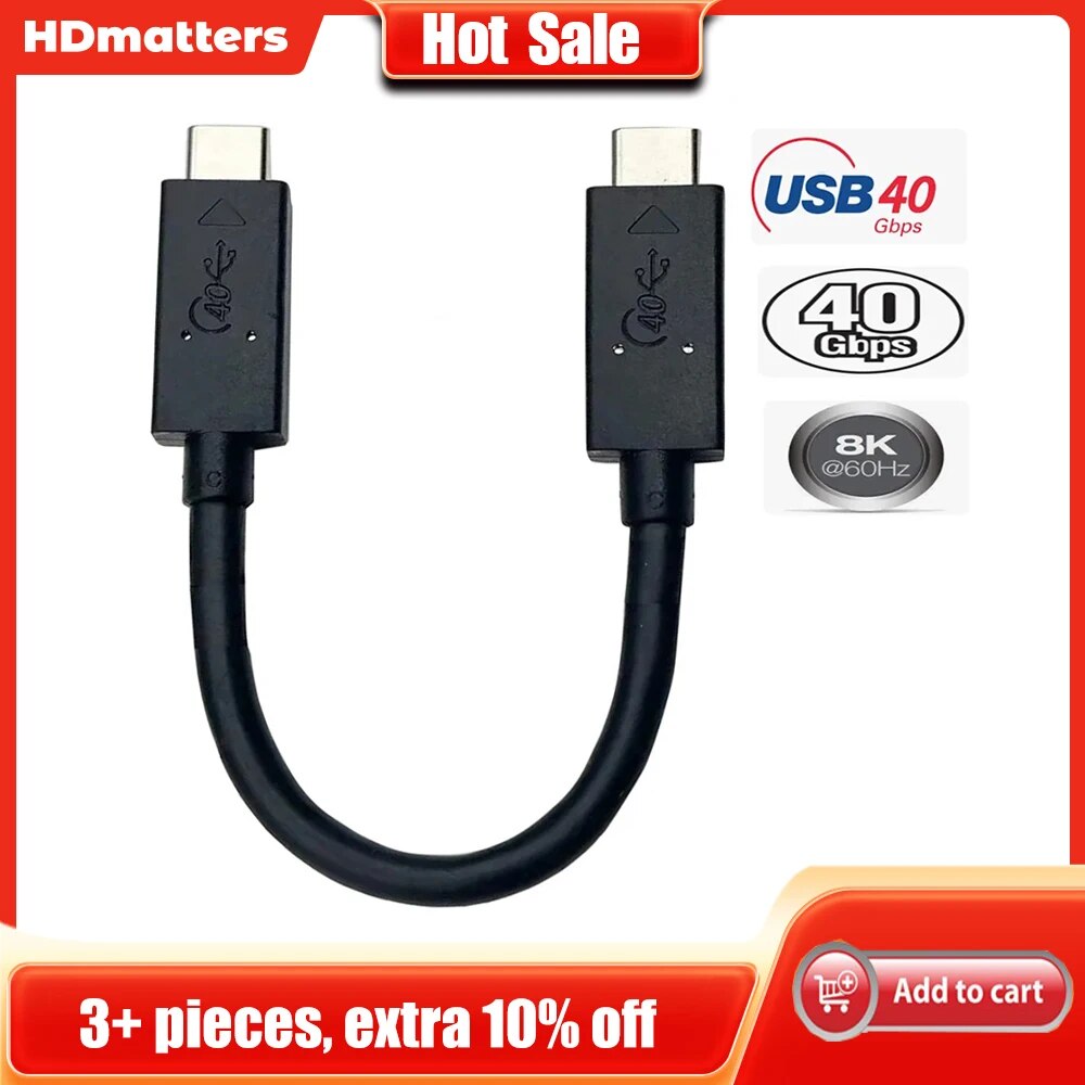 USB4 Cable 40Gbps Short USB4.0 Type C Cable 8K 60Hz USB-C to USB-C Cable for SanDisk Extreme Portable SSD Samsung T7 T5 LaCie