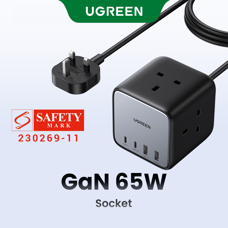 UGREEN 65W USB C Charger, DigiNest Cube GaN USB C Charging Station, Multiple Power Strip with 3 A-C Outlets, 2 USB C, 2 USB A, 6ft Extension Cord, Fast Charging for iPhone 14 Pro Max iPad MacBook Air