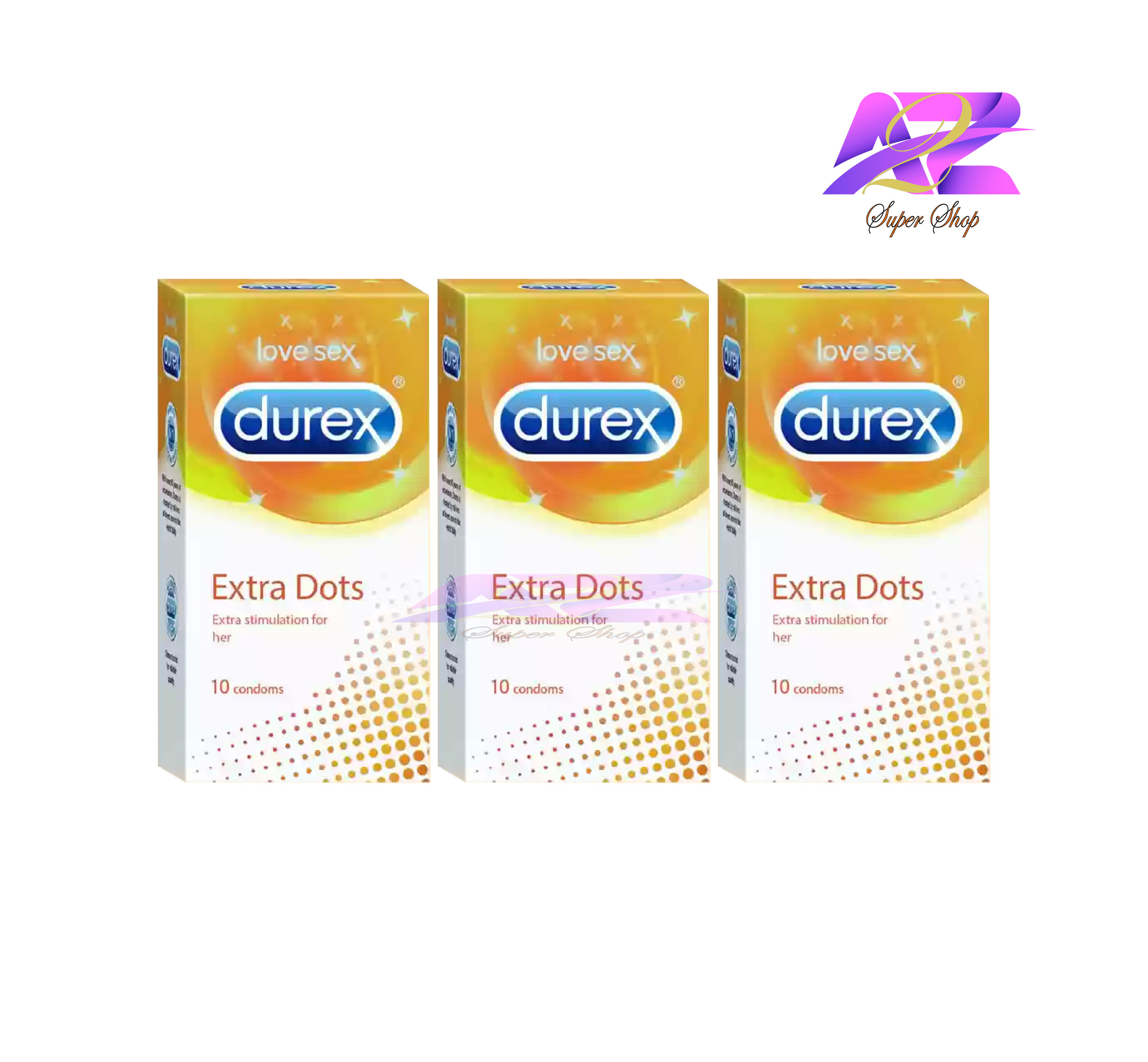 Durex Extra Dots Condom - 10Pcs 3's combo Pack (Made In India)