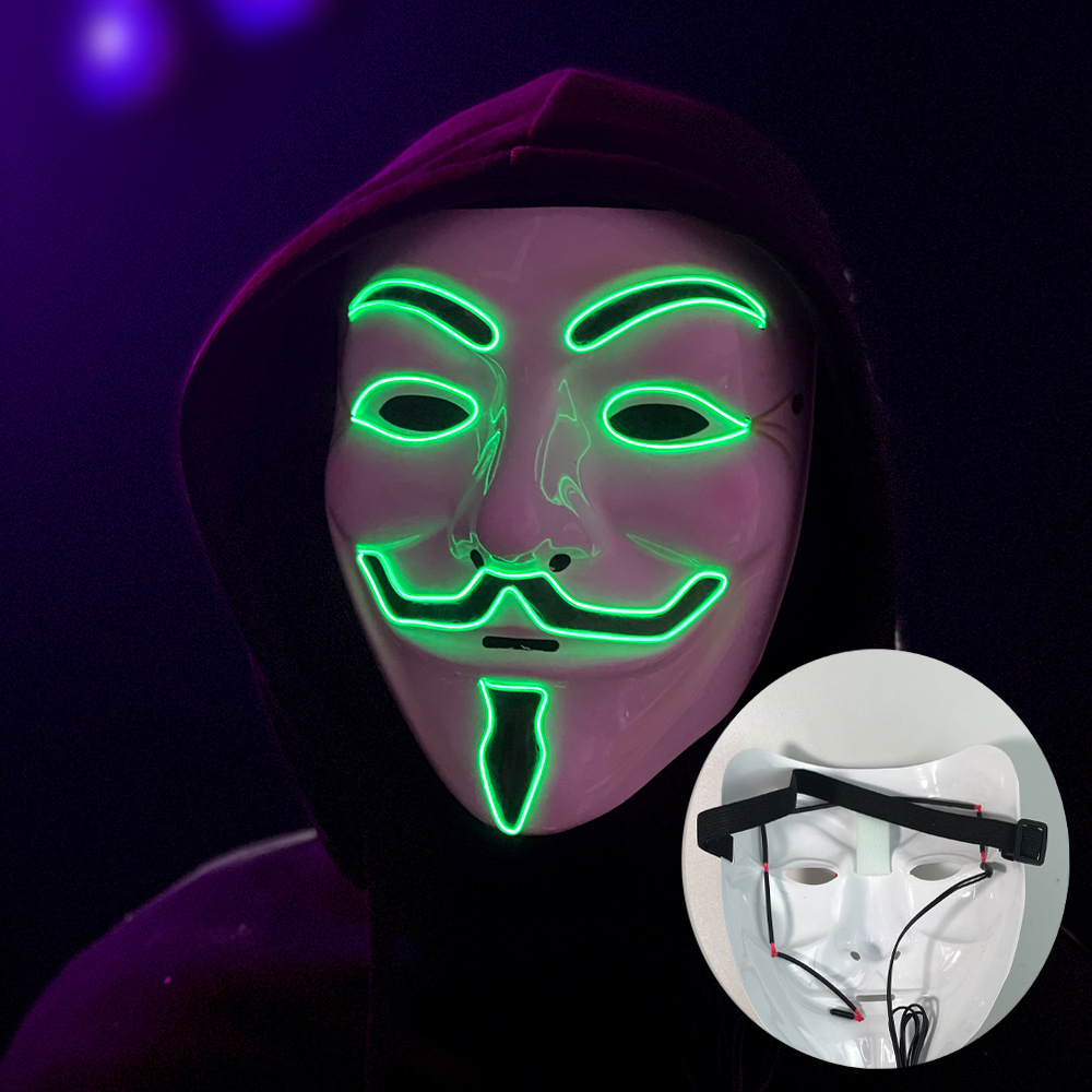 Good day Halloween Mask Weird Guy Fawkes Mask V For Vendetta Mask Anonymous Guy LED Light Up Hacker Mask Movie Cosplay Party Costume Prop. 