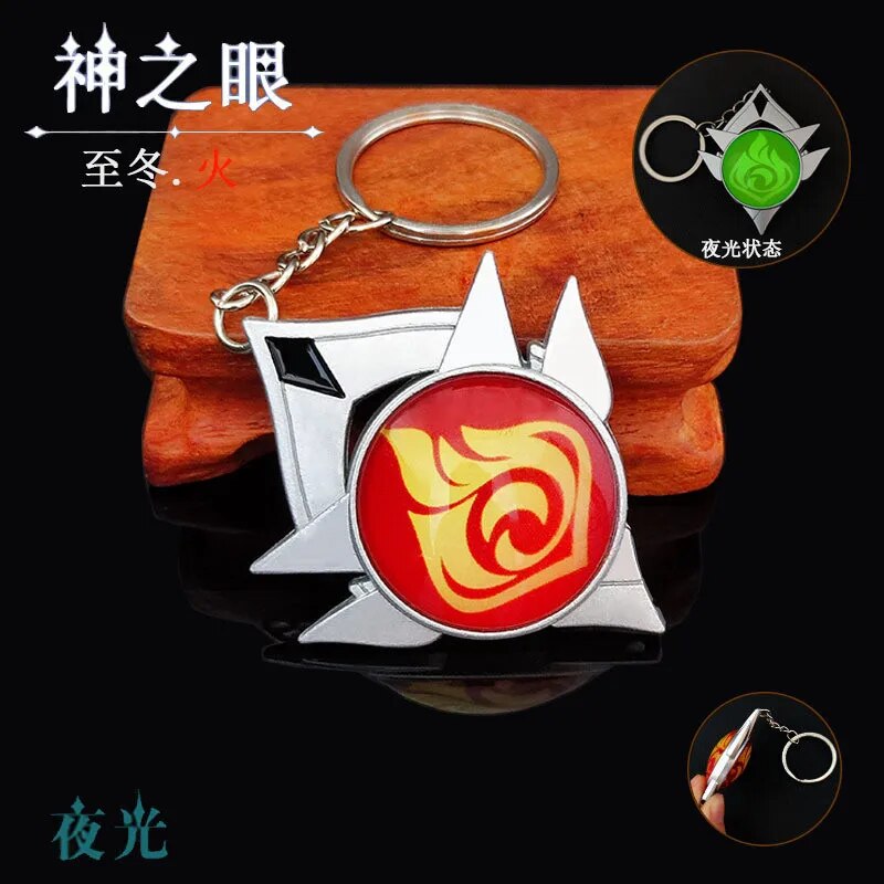 Game Genshin Impact Vision Lnazuma Ganyu Keqing Geo Wenti Xiao Zhongli Keychains Luminous 7 Element Equipment Vision Toy KeyRing. 