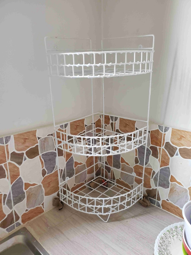 3 Steps Hanging Corner Storage Rack Organizer Kitchen Rack Furniture Space Savers - Maximize Space With This 3-Step Hanging Corner Storage Rack. 