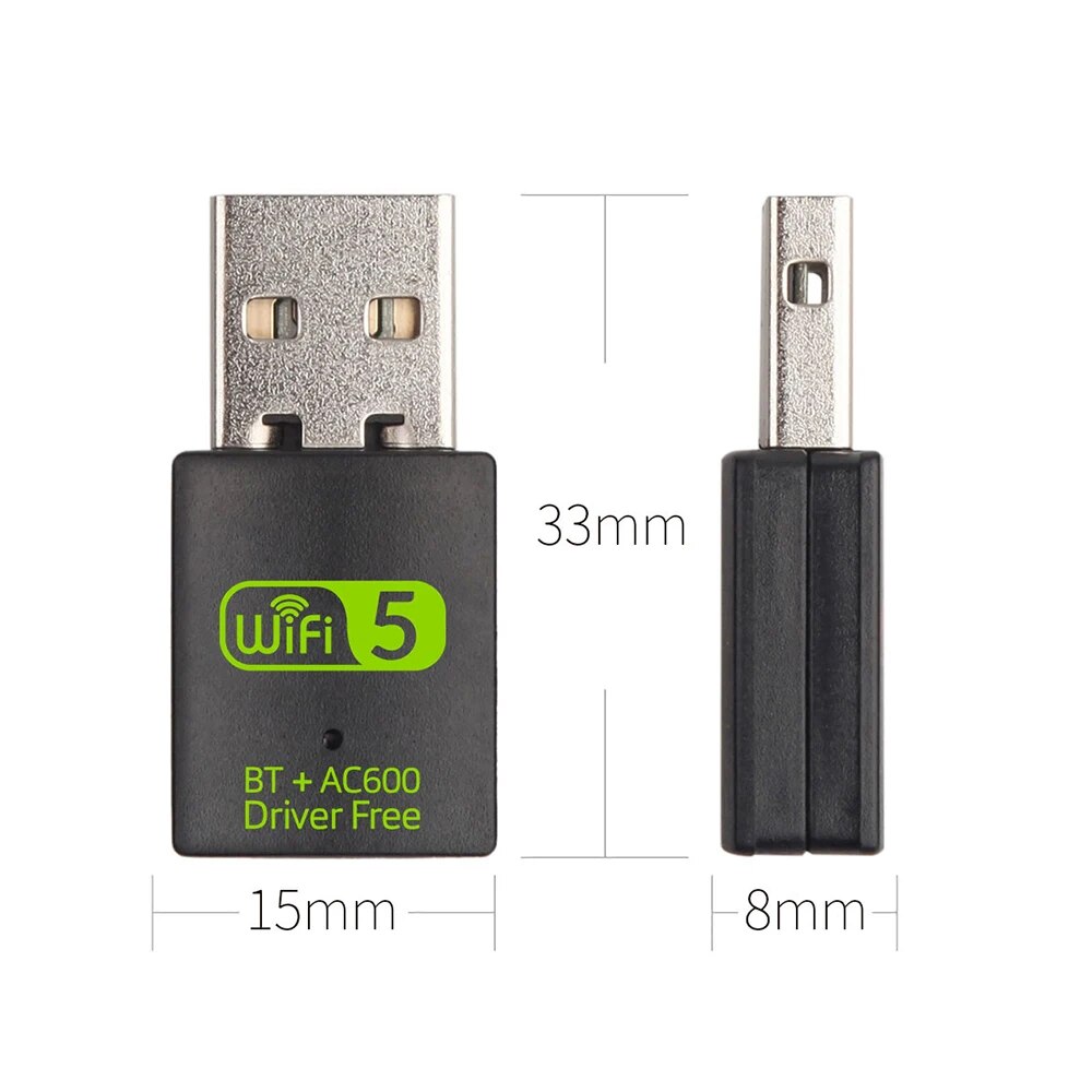600Mbps USB WiFi Adapter WiFi Bluetooth-Compatible 2in1 Dual Band 2.4G 5GHz Mini USB WiFi Dongle Network Wireless WLAN Receiver. 