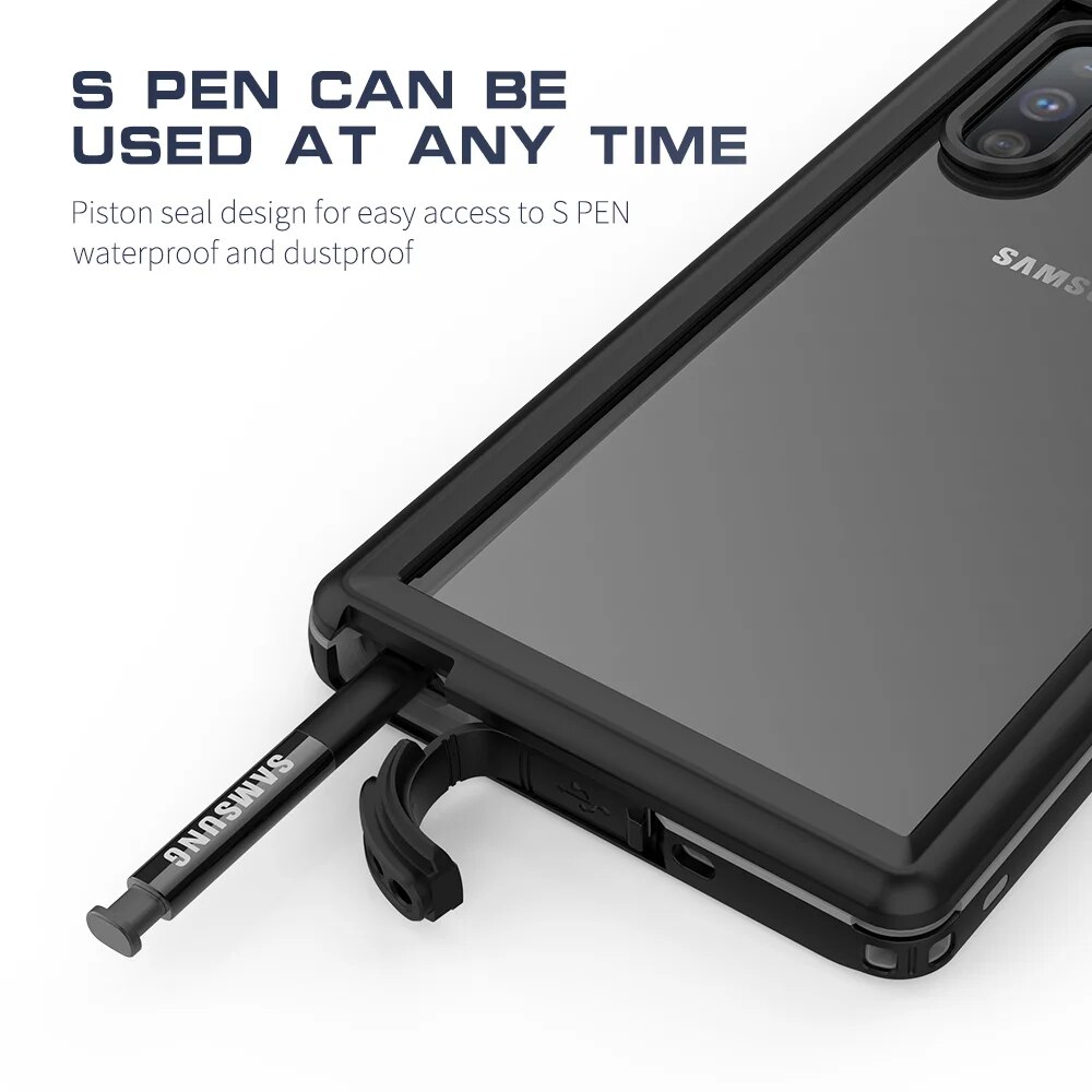 ShellBox IP68 Waterproof Case For Samsung Galaxy Note 10 Note 10+ Shockproof Heavy Duty Underwater Photography Diving Cover Case. 