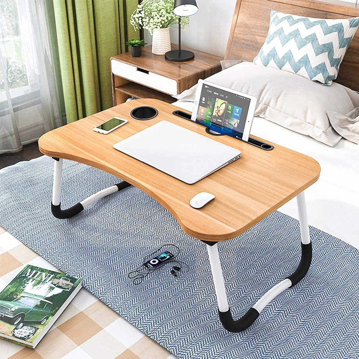 Smart Multi-Purpose Portable Laptop Table, Study Table, Bed Table, Breakfast Table With Dock Stand And Foldable/Ergonomic & Rounded Edges/Non-Slip Legs - Laptop Table - Laptop Table