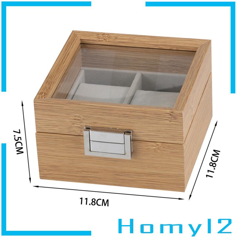 [HOMYL2] Wooden Watch Box with Mirror Soft Pillow Organizer Storage and Display. 
