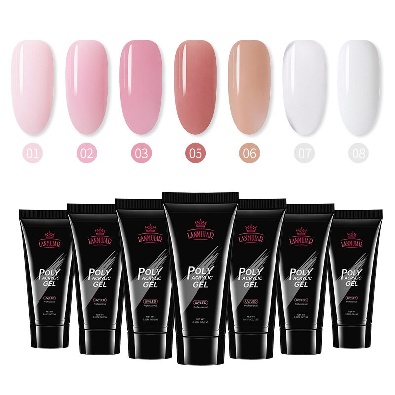 Lanmuiar 11pcs set 3 Color Polygel Nail Kit Nail Builder Kit Nail Extension Kit with UV Lamp Top Coat Base Coat All-in-One for Nail Starter Different Nail Art Ideas DIY Home Manicure. 