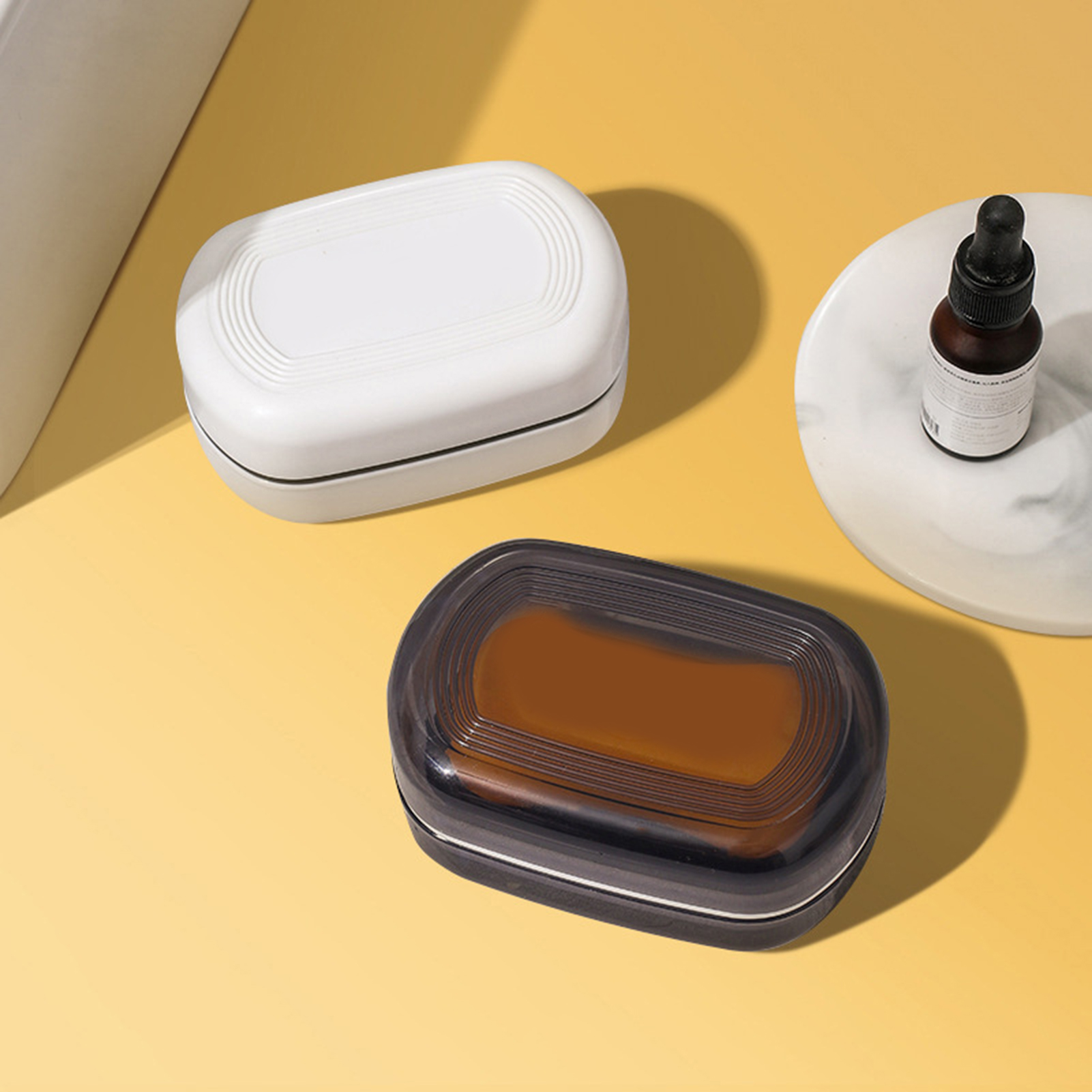 Soap Container Box with Cover Leak-proof Sealing Design Filter Hole Tray Quick Drain Portable Double Layer Travel Soap Holder Bathroom Supplies. 