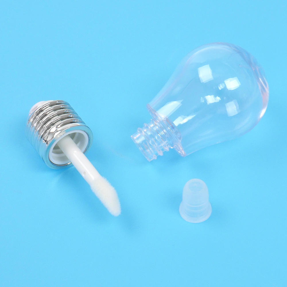 5Pcs Cute Light Bulb Shape Empty Lip Gloss Tube Clear Mini Refillable Lip Balm Bottles With Rubber Inserts. 