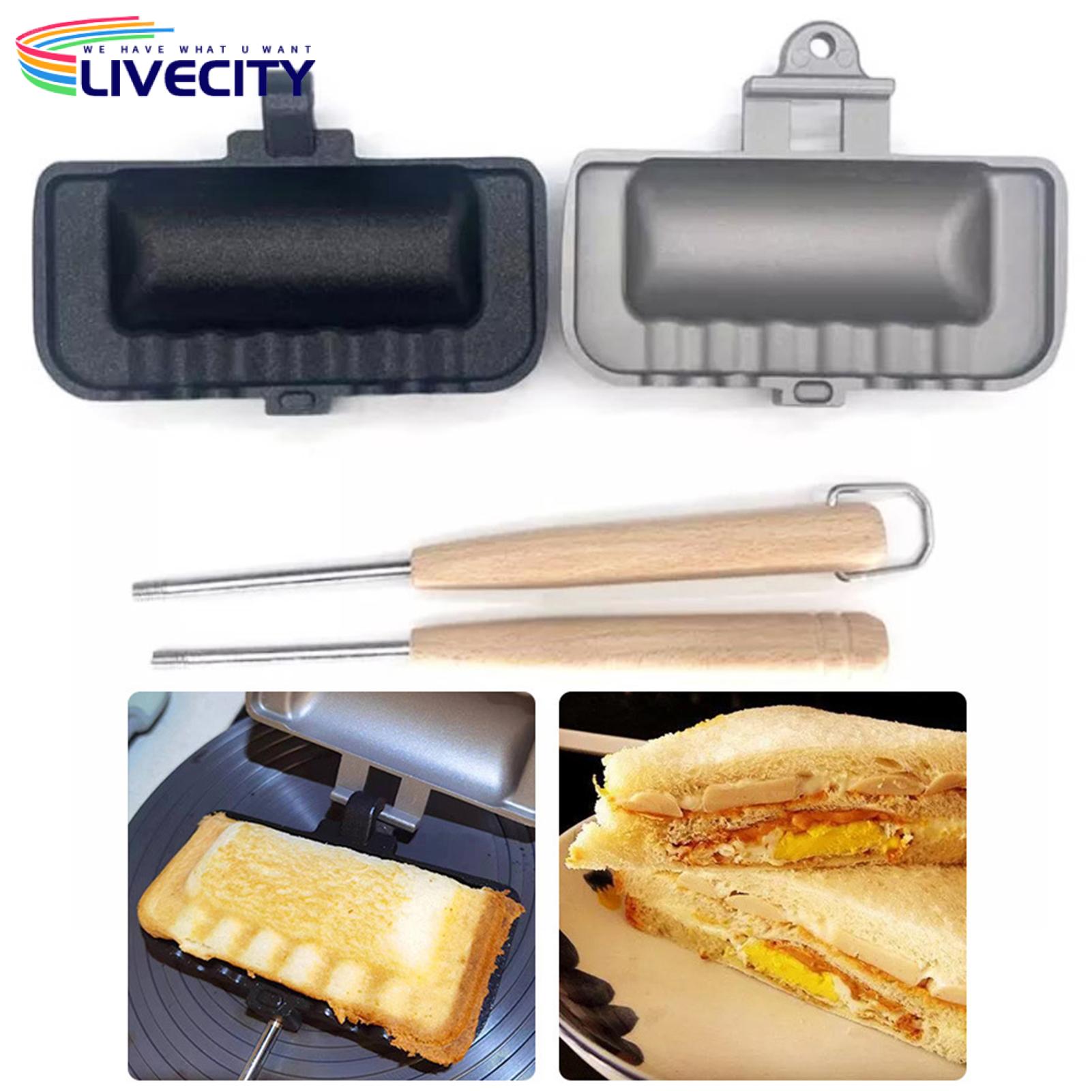 Sandwich Baking Pan Ergonomic Handle Sandwich Baking Pan with Removable Handle. 