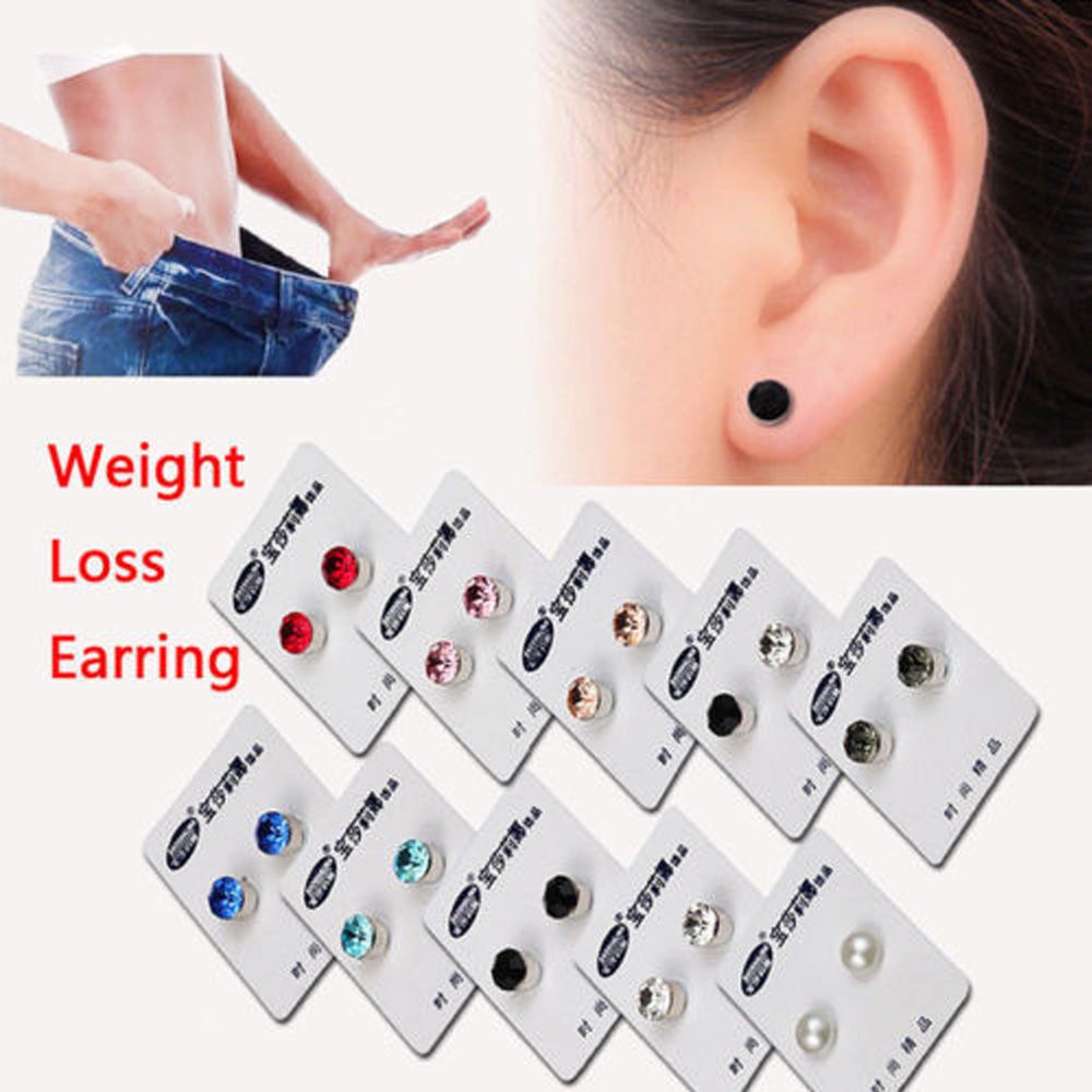 1 Pair Slimming Patch Loss Weight Lazy Paste Crystal Ear Studs Stimulating Acupoints Magnetic Earrings for Women. 
