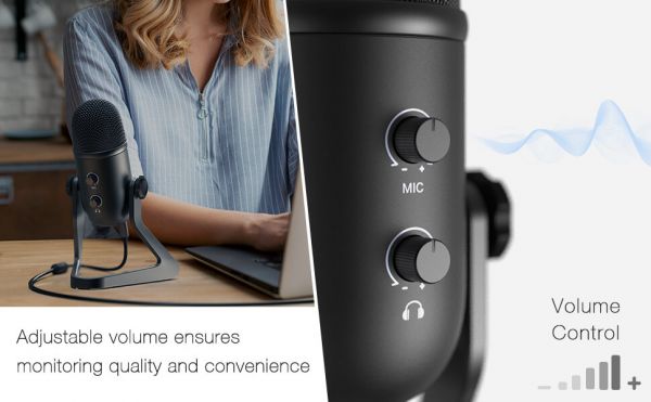 FIFINE K678 USB Microphone For Recording Streaming On PC And Mac, Gaming Mic With Headphone Output & Volume Control, Mic Gain Control, Mute Button For Vocal, YouTube. 