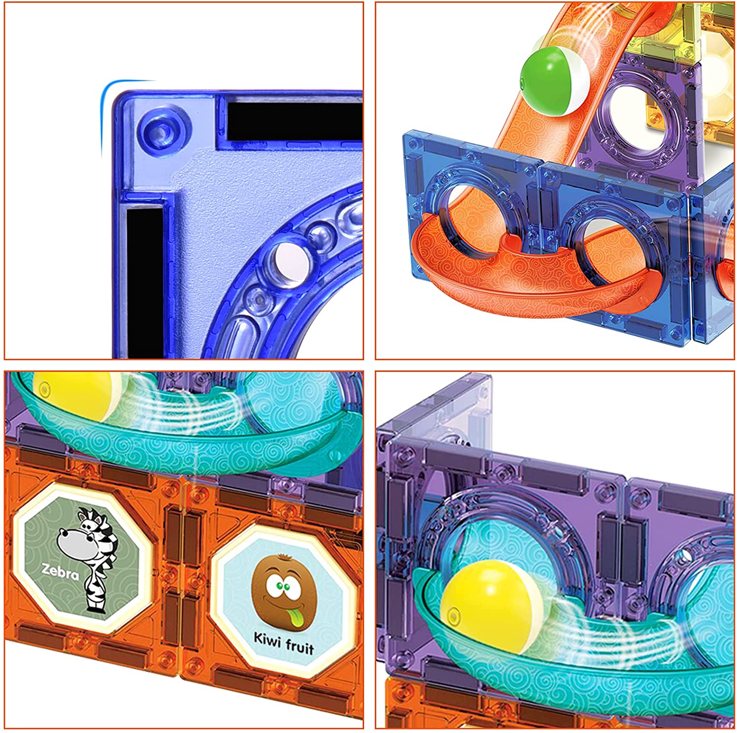 45pcs Magnetic tiles rolling ball pipe building blocks. 