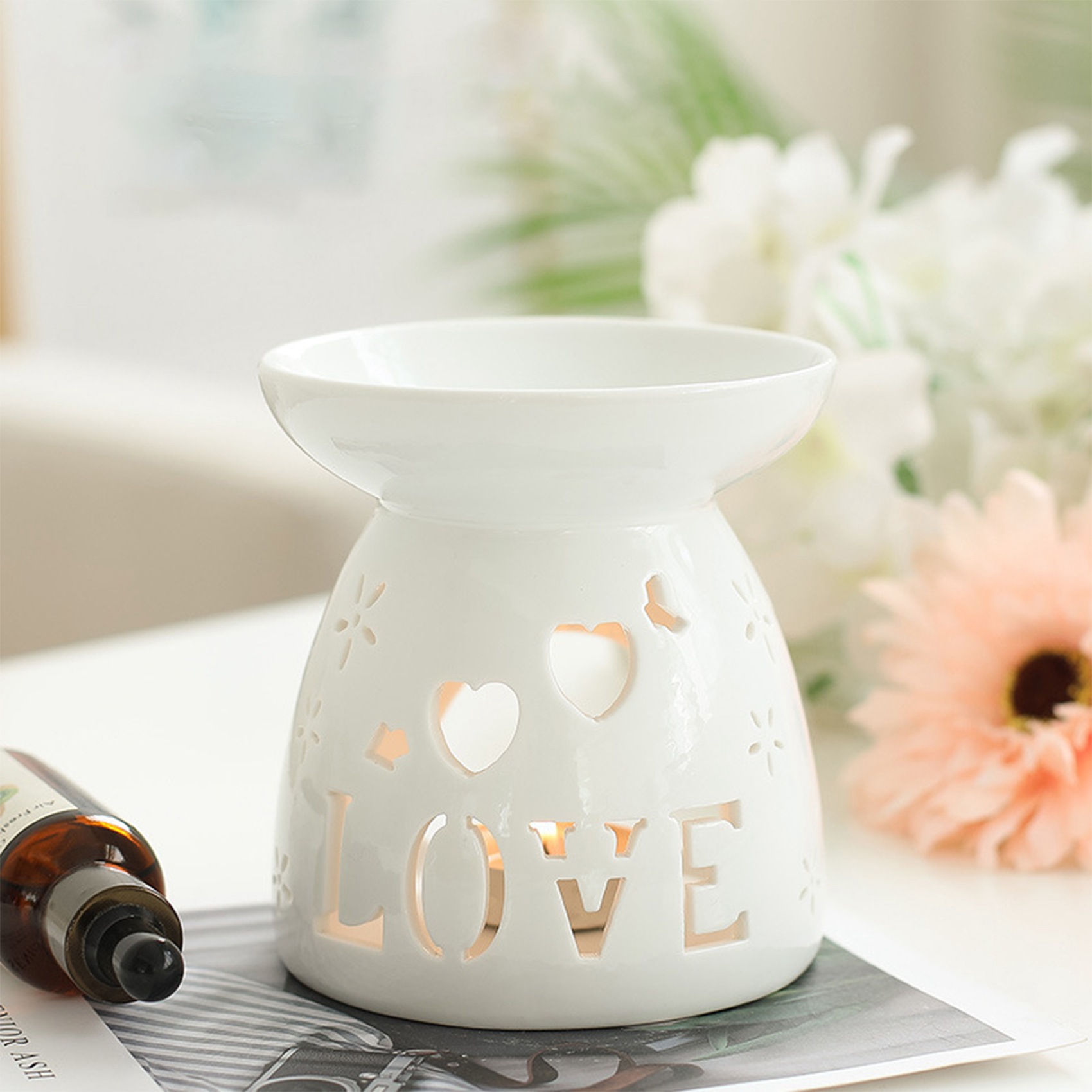 Ceramic Diffuser Ceramic Essential Diffusers Aromatic Lamp -Love. 