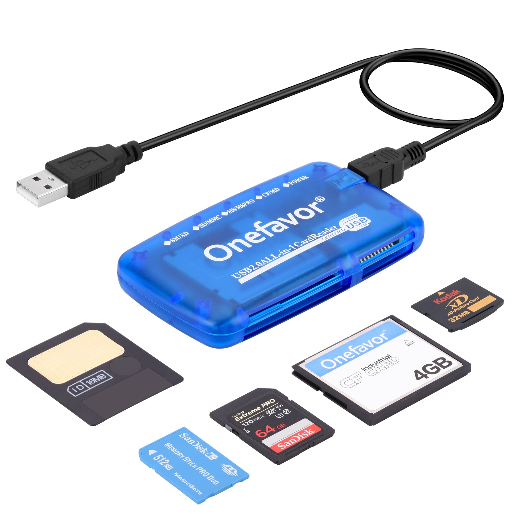 Multifunctional SM Card Reader Olympus CCD Camera SmartMedia Card Readable CF SD MS XD Card All-In-One Universal Card Reader. 