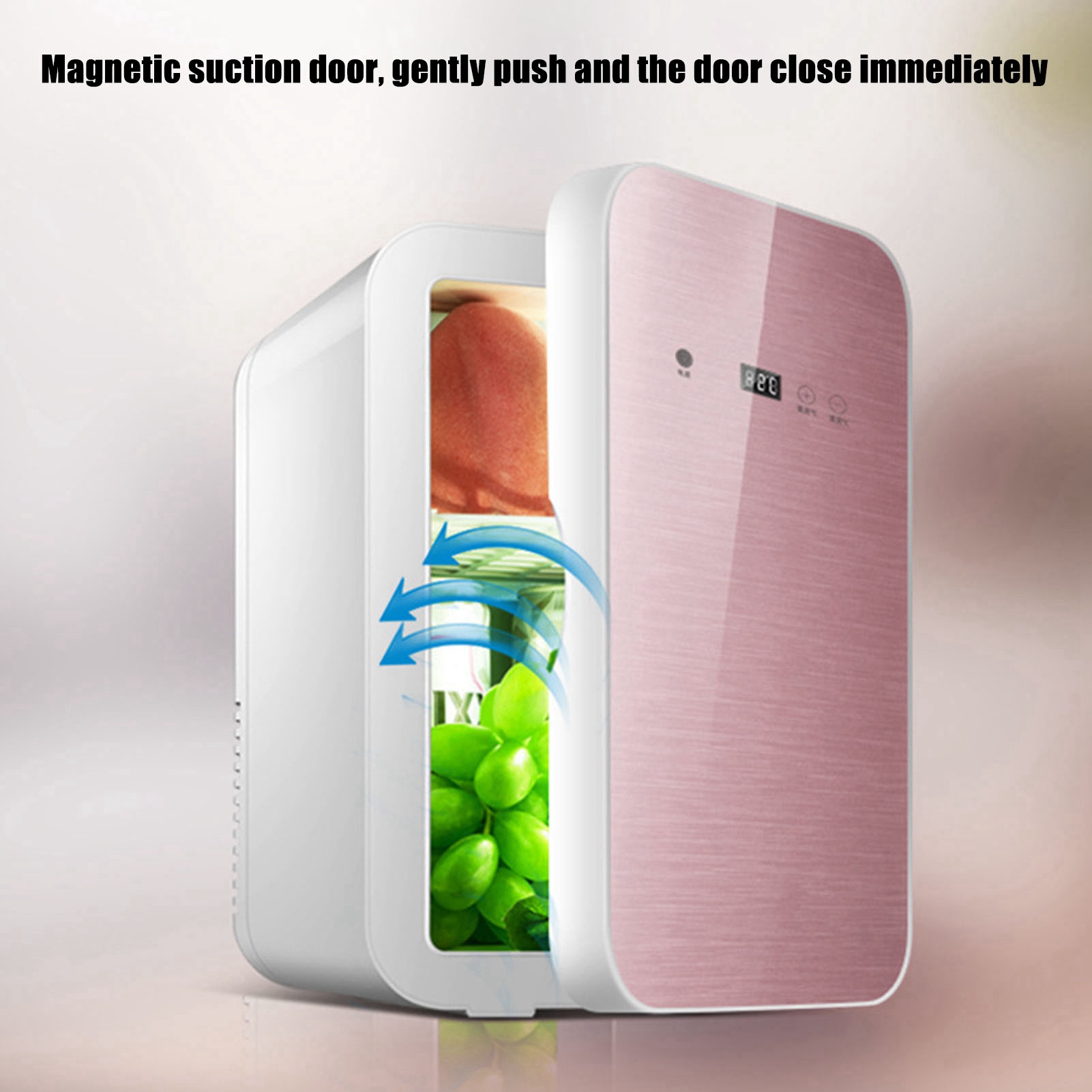 Mini Fridge Rose Gold 8L Digital Display Desktop Cooler Warmer with Vehicle Cable for Travel EU 220‑240V. 