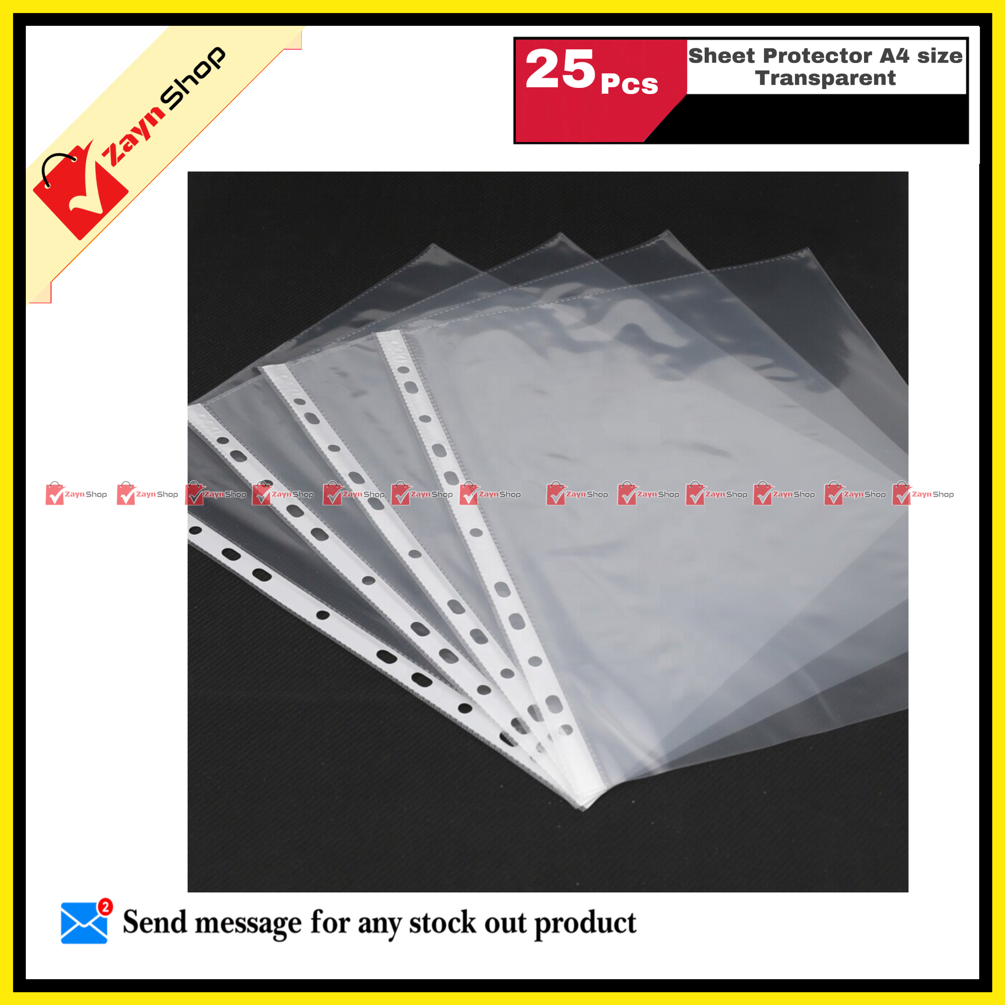 Sheet Protector A4 size Transparent 10 pcs  25 pcs or 100 pcs. 