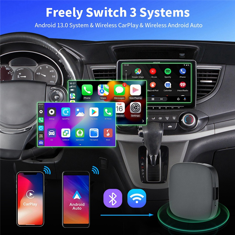Smart AI Box Android Auto Wireless Carplay Adapter Open Car Multimedia Player Android13 System 2+32G. 