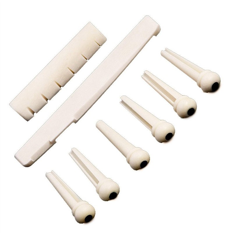TWEXQNY 3 Sets Black and White ABS Bridge Pins & Saddle & Nut Replacement Parts for Acoustic Guitar