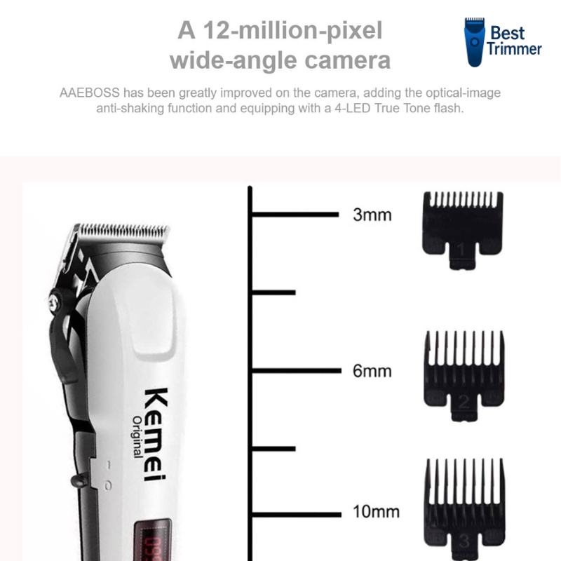 Kemei KM-809A Digital AC/DC Electric Rechargeable Professional Hair Clipper Trimmer. 