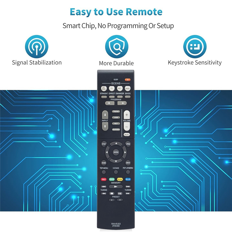 RAV533 Replace Remote Control for Yamaha AV Receiver Home Theater System RX-V579 HTR-4068 RX-V479. 