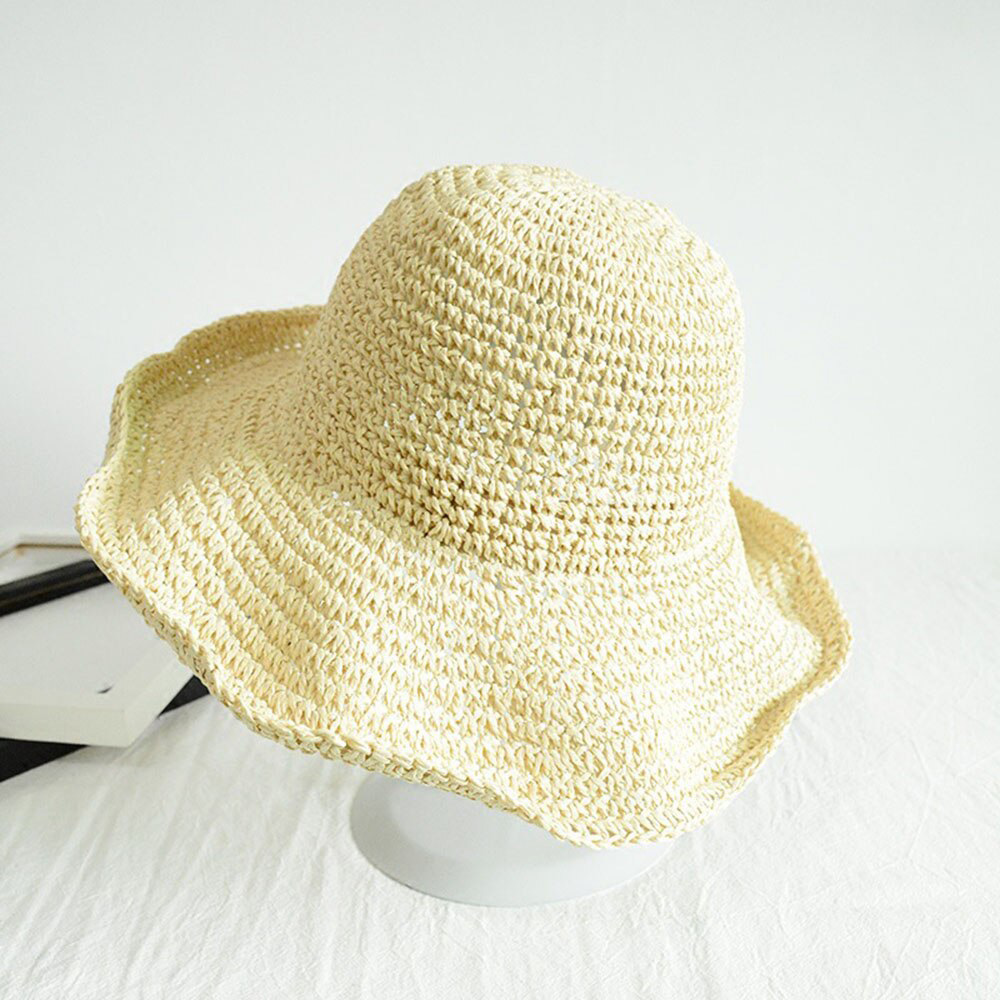 NEW Women Solid Color Folding Straw 