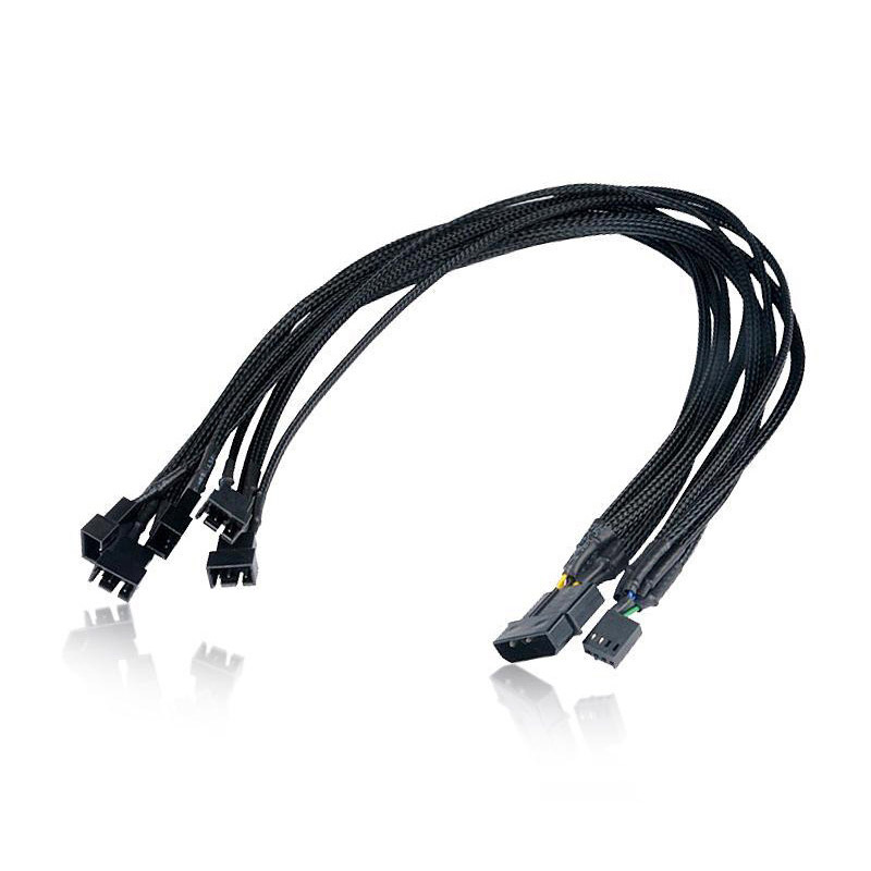 Sleeved PWM Fan Extension Power Splitter Cable,Connector 4 Pin Molex / SATA to 3 4 5 6 4Pin Fan Spliter 4 Motherboard PWM Header. 