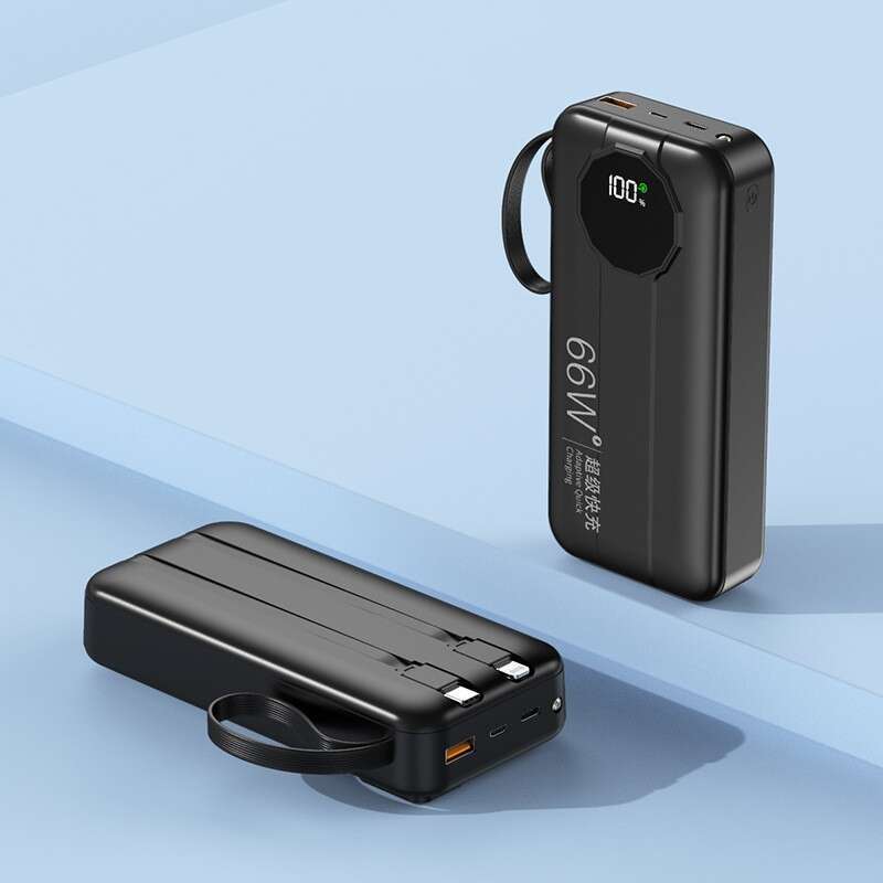 3C certified 20000mAh large capacity PD20W super fast charging portable with built-in dual line power bank. 