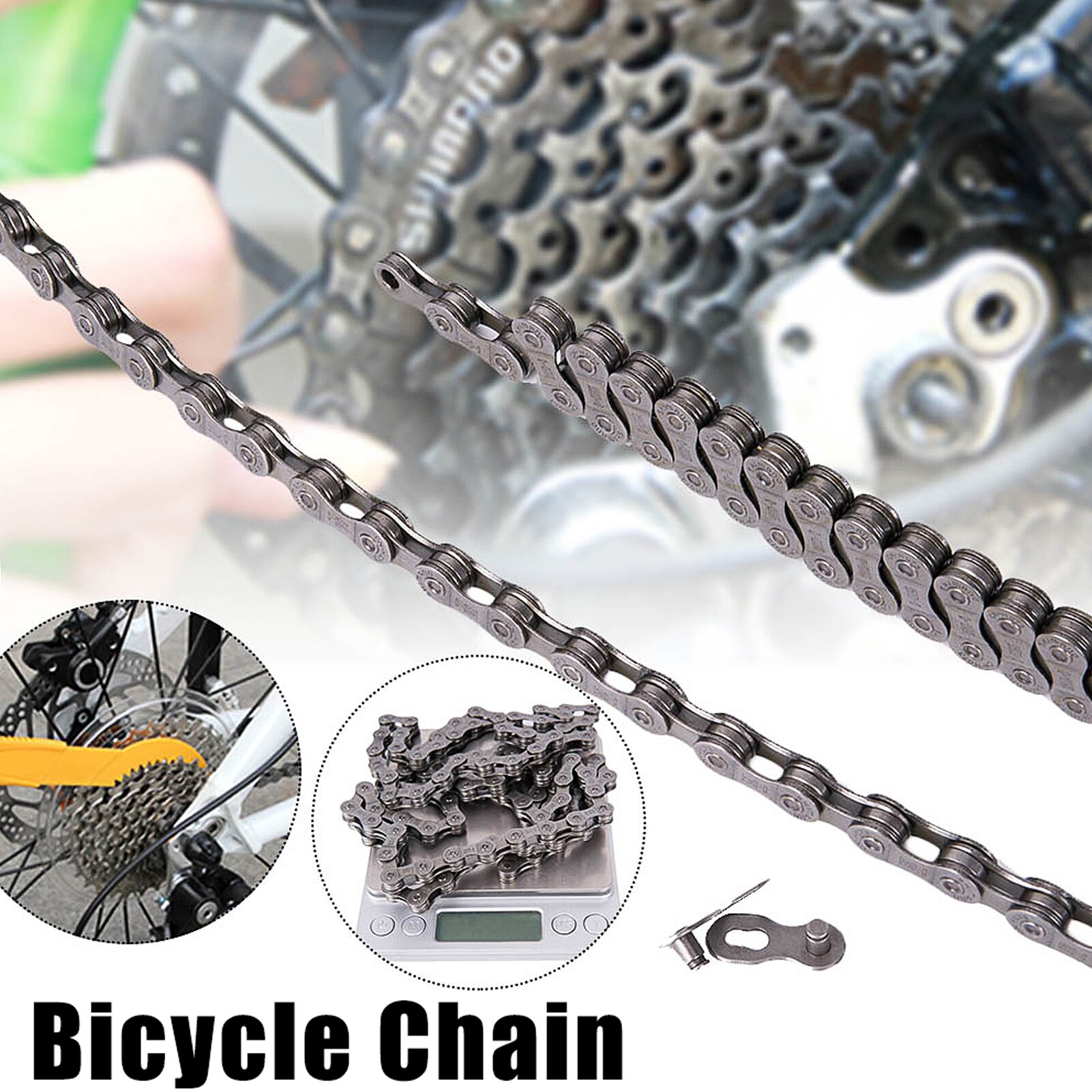 Bicycle Chain 9 Speed SHIMANO Deore LX 105 Chain Mountain Steel Silver 116 links  (Made in Japan) Bicycle Accessories. 