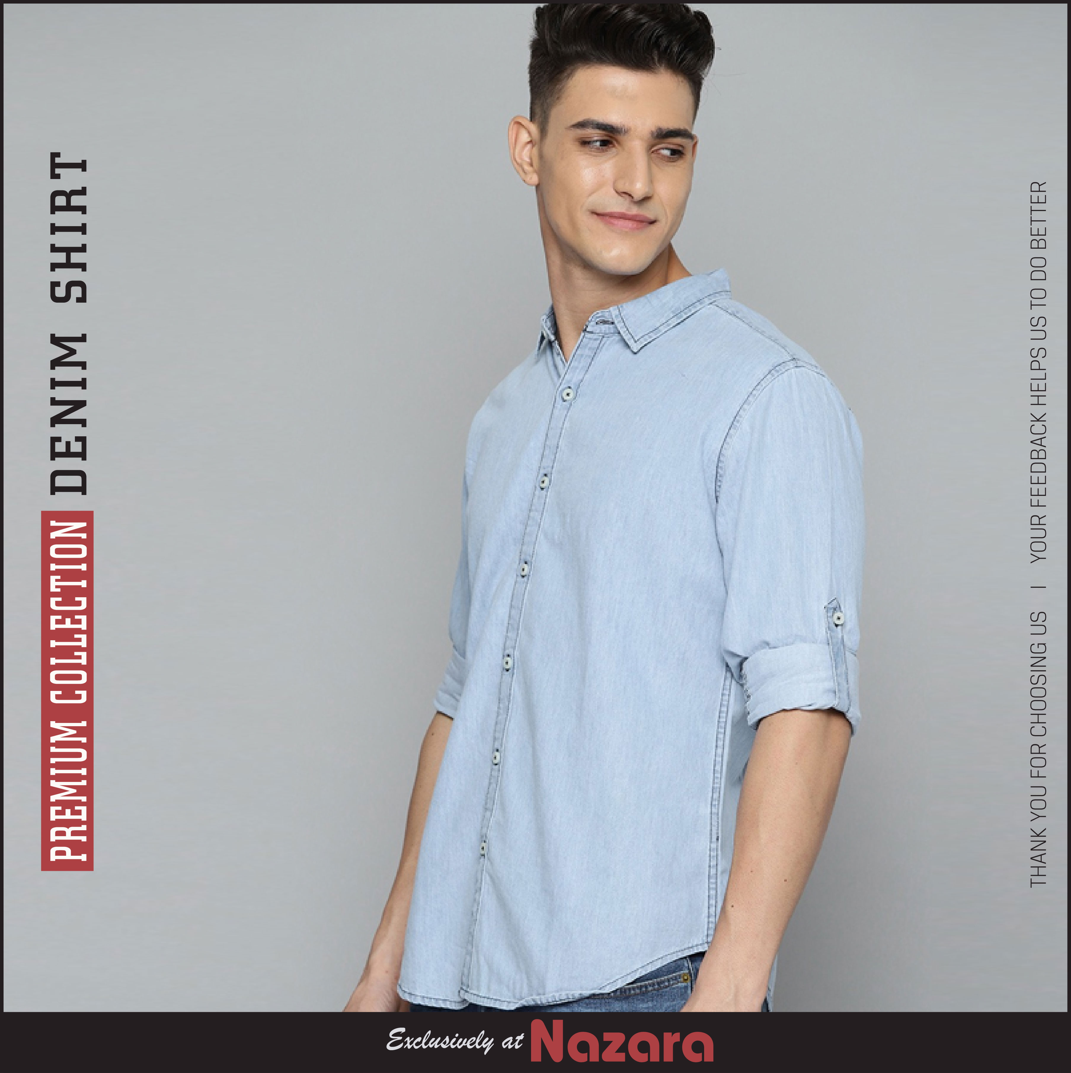 Men's Denim Shirt Pure Cotton Casual 