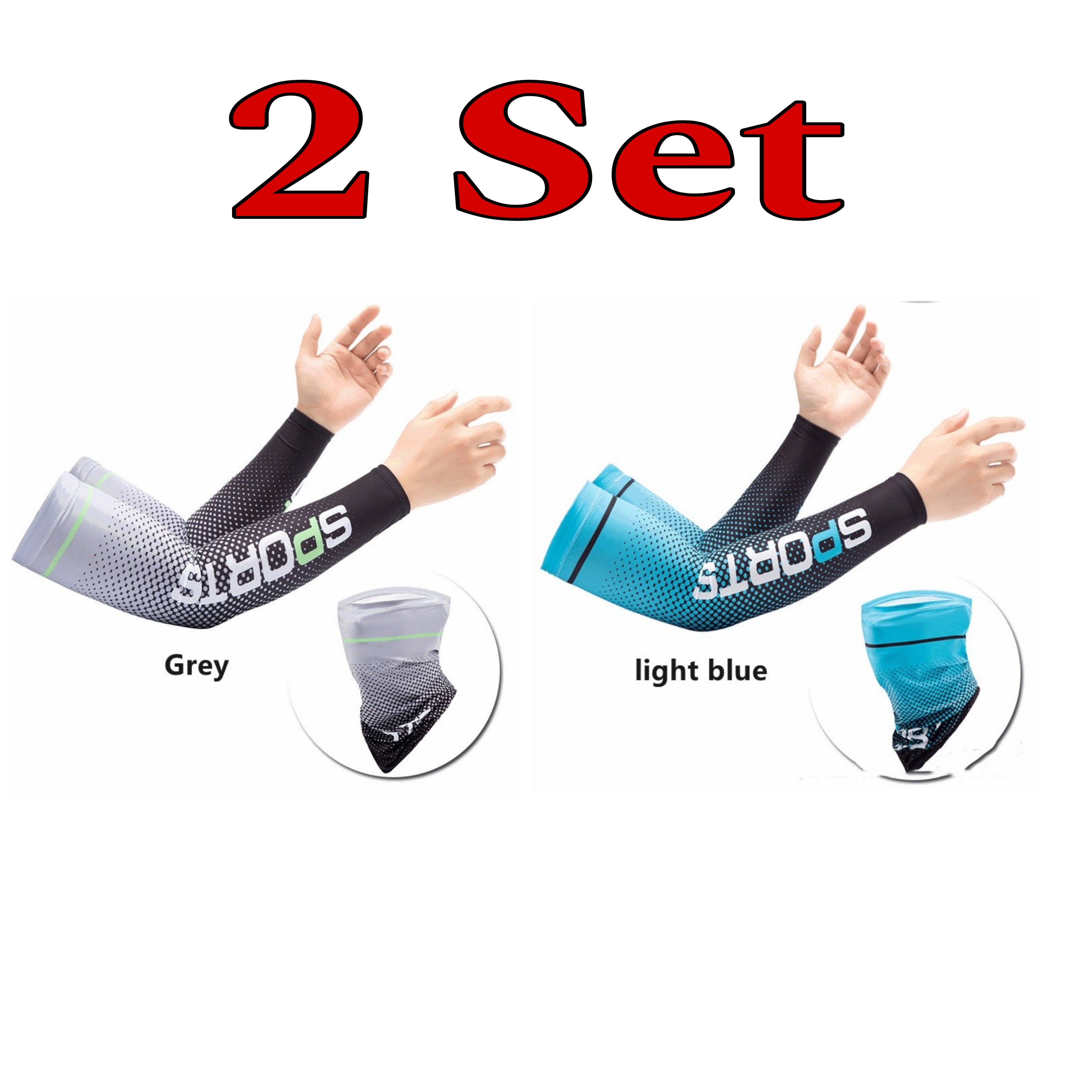 2 Set Sports Arm Sleeves and bandona face Scarf