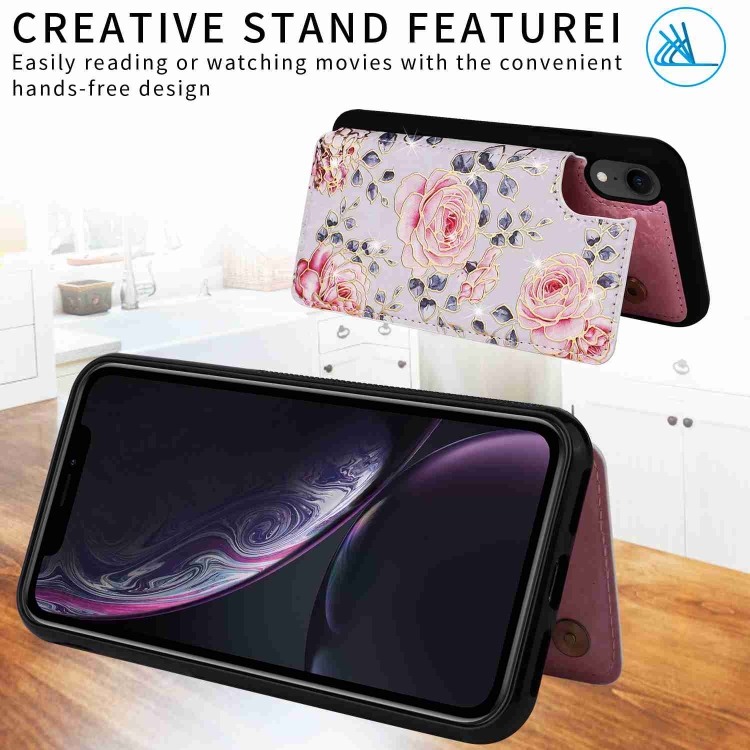 For iPhone XR Printed Double Buckle RFID Anti-theft Phone Case. 