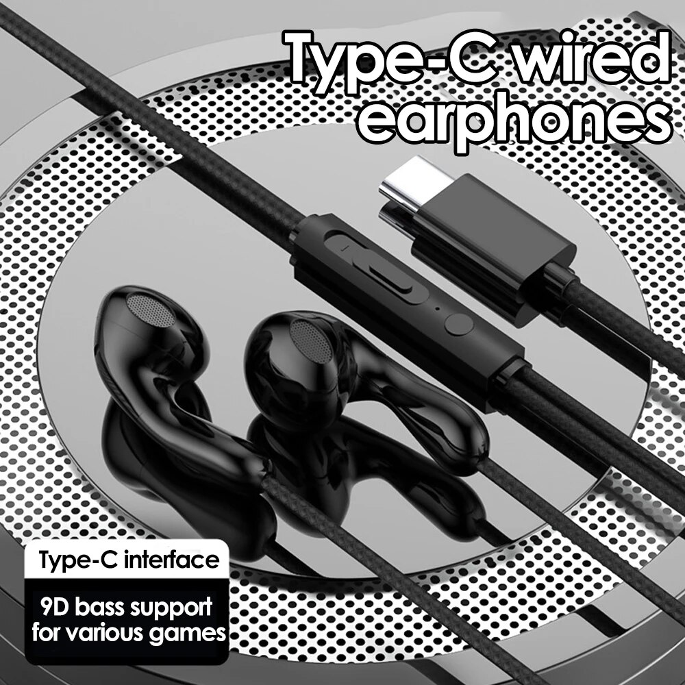 USB C Headphones Type C Wired Earbuds with Microphone Remote Control Noise Cancelling Earphones for Android Samsung Xiaomi. 