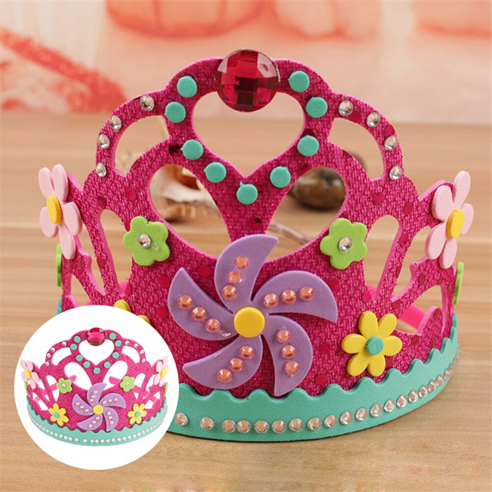 【happy one】Kids DIY Crown Toy Flowers Stars EVA Foam Paper Crown Handmade Toy Party Birthday Hat for Gift. 