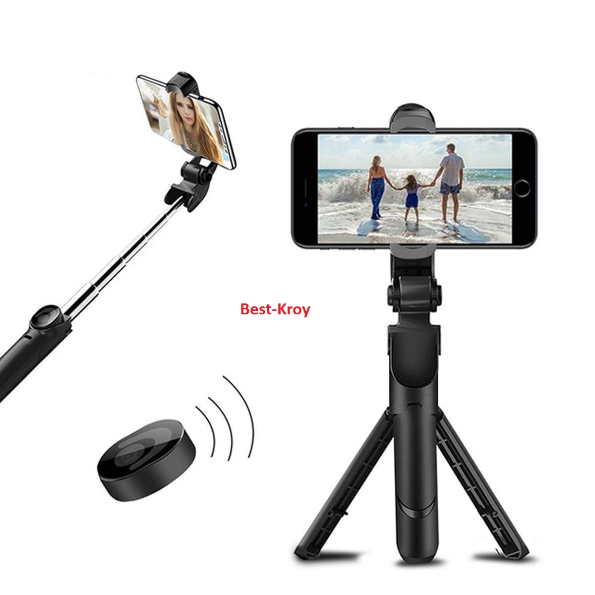 XT02 Bluetooth Extendable Selfie Stick with Wireless Remote for Making TikTok, Vlog Videos and Tripod Stand Selfie Stick for for Mobile and All Smart Phones - Mobile Stand. 