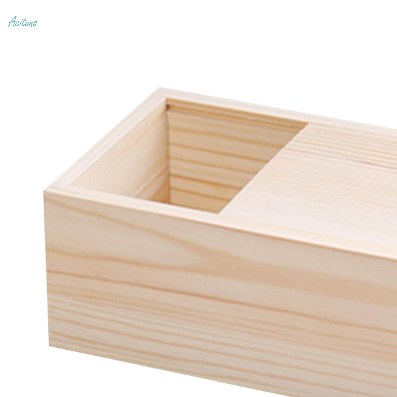 Unfinished Wooden Box Wooden Boxes for Crafts Unpainted Rectangular Empty Wood Case with Slide Lid. 