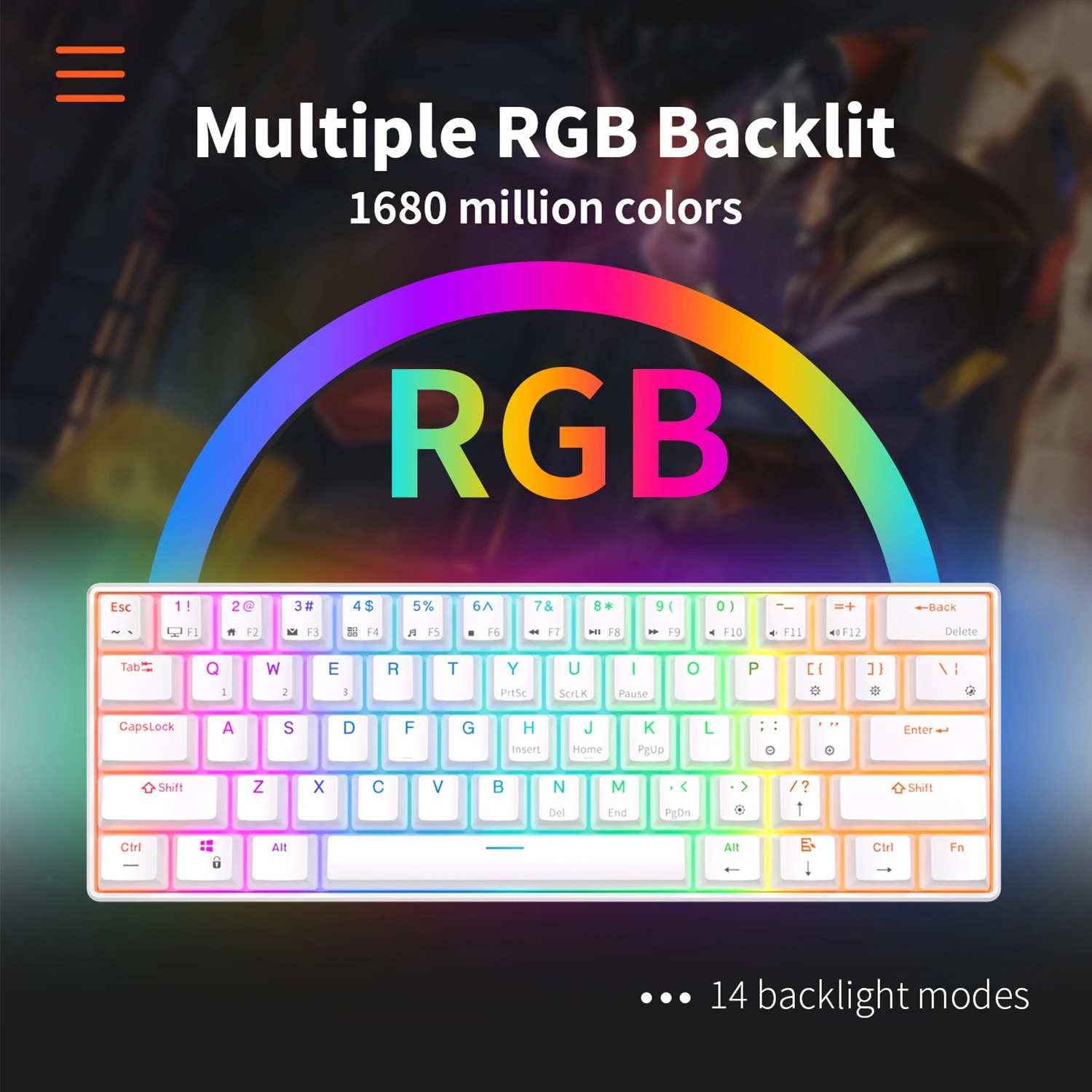 RK Royal Kludge RK61 2.4G Wireless Bluetooth Mechanical Keyboard Tri-mode 61 Keys RGB Backlit Mini Hot-swappable Gamer Keyboard. 